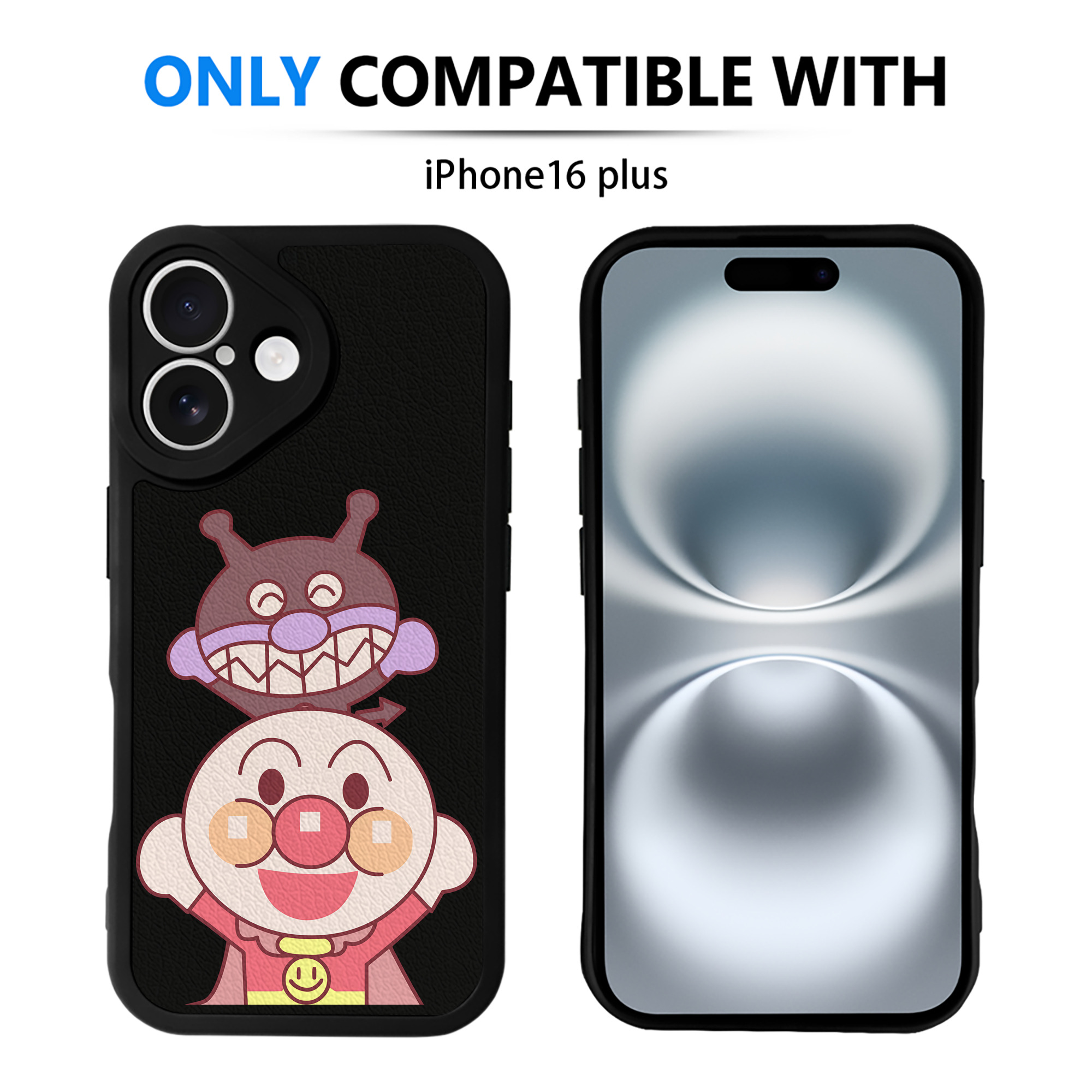 （画像用） アンパンマン Anpanman 【iPhone 16シリーズ対応】シリコンスマホケース（レザー調） 材質：シリコン